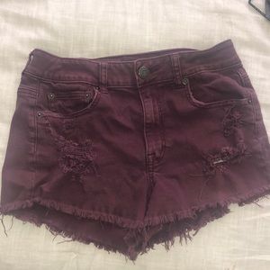 American Eagle Size 8 stretch maroon Jean shorts